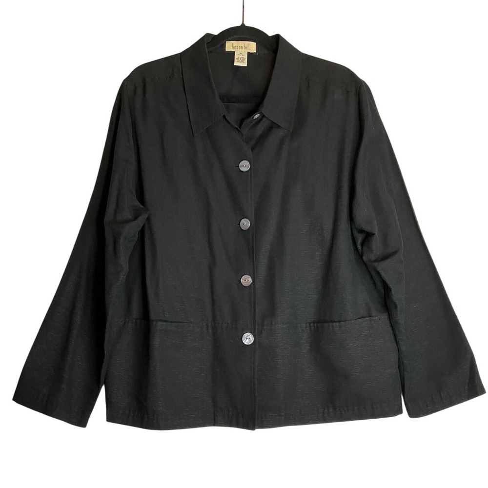 Vintage Linden Hill 100% Silk Button Up Blazer Minimalist Quiet Luxury XL